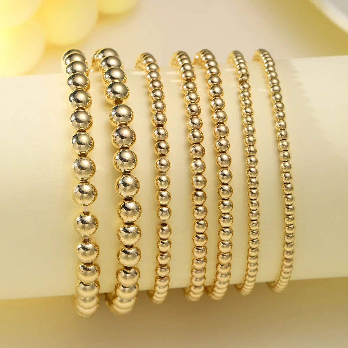 7 Pcs/Set Vintage Handmade Gold Color Beads Bracelets Set Stretch Women Trendy Bracelets Fshion Girls Party Boho Jewelry Gifts