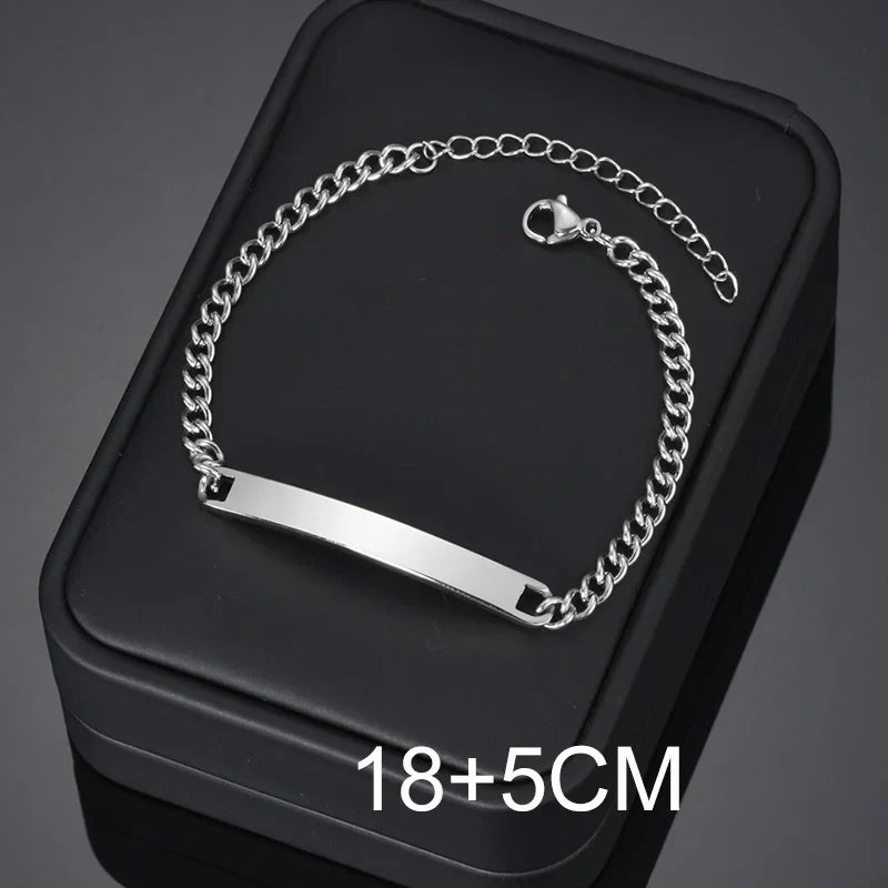 Bluelory Personalized Bracelet For Men  Women Stainless Steel Multi Styles Blank Nameplate Heart Bracelet  Party Jewelry Gift