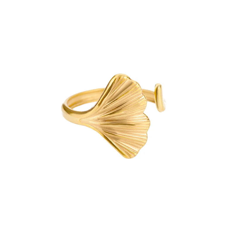 316L Stainless Steel Starfish Shell Rings for Women Gold Color Open Finger Ring Femme Trendy Summer Vacation Ocean Jewelry Gift