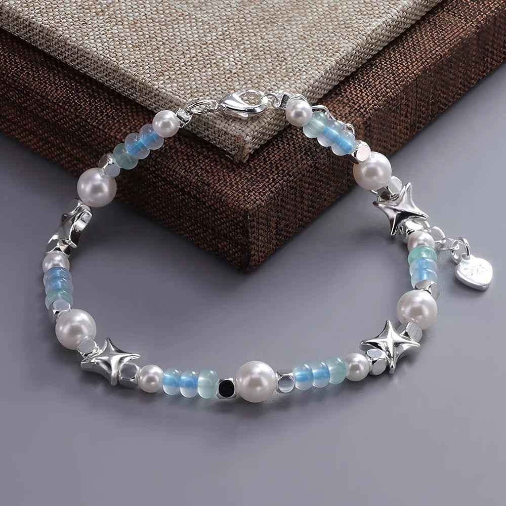 925 Sterling Silver Star Bead Bracelet For Women Fragmented Silver Sweet Romantic Versatile Trend Jewelry Gifts Dropshipping