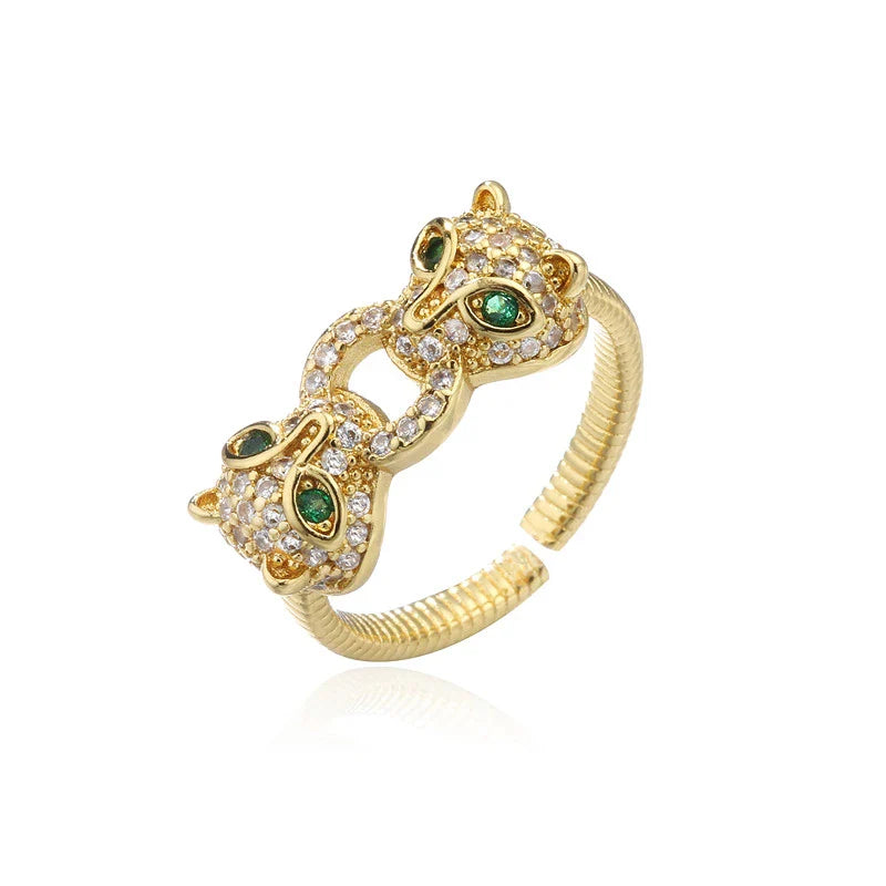2025 New Fashion Statement Big Animal Ring For Women Girl Party Jewelry Gold Color Hollow Leopard Open Ring Wholesale