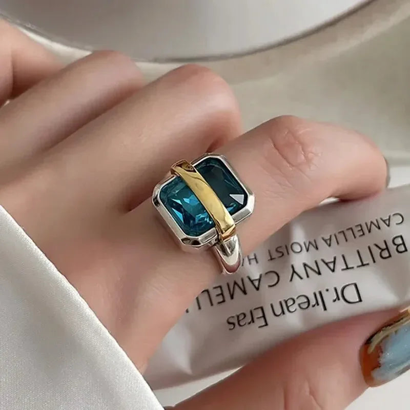 925 Sterling Silver Rings Fashion Hip Hop Vintage Couples Creative Black Stone Design Thai Silver Party Jewelry Birthday Gifts