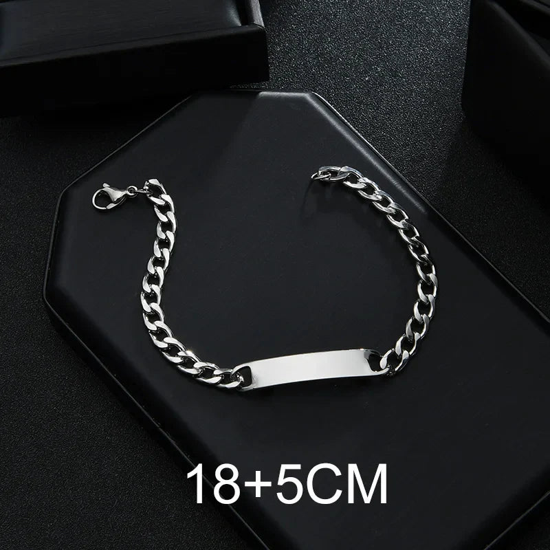 Bluelory Personalized Bracelet For Men  Women Stainless Steel Multi Styles Blank Nameplate Heart Bracelet  Party Jewelry Gift