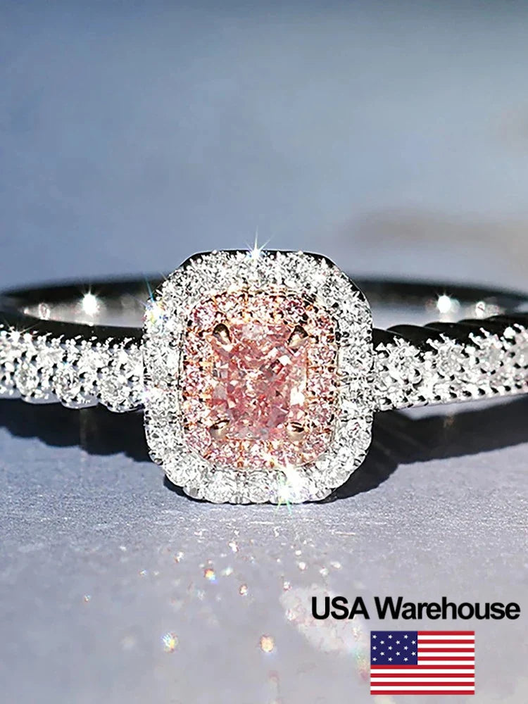 925 Sterling Silve Fashion Delicate Sweet Pink Zircon Ring For Women Anniversary Luxury Personalized High Quality Fine Jewelry