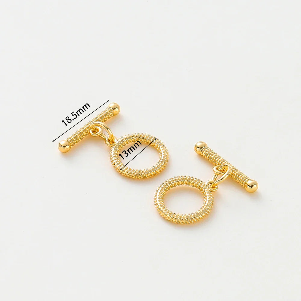 4 Sets 14K/18K Gold Color Plated Brass O Toggle Clasps Connector for DIY Bracelet Necklace Jewelry Making Findings Accessories