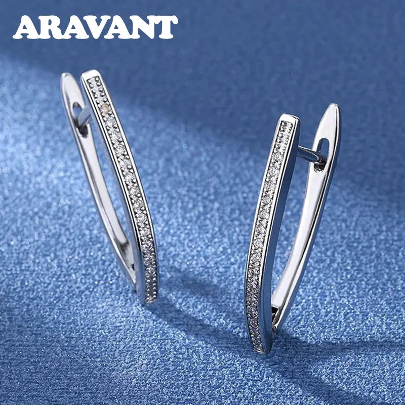 Aravant 925 Silver 18K Gold Wedding Crystal Earrings For Women Fashion Party Jewelry