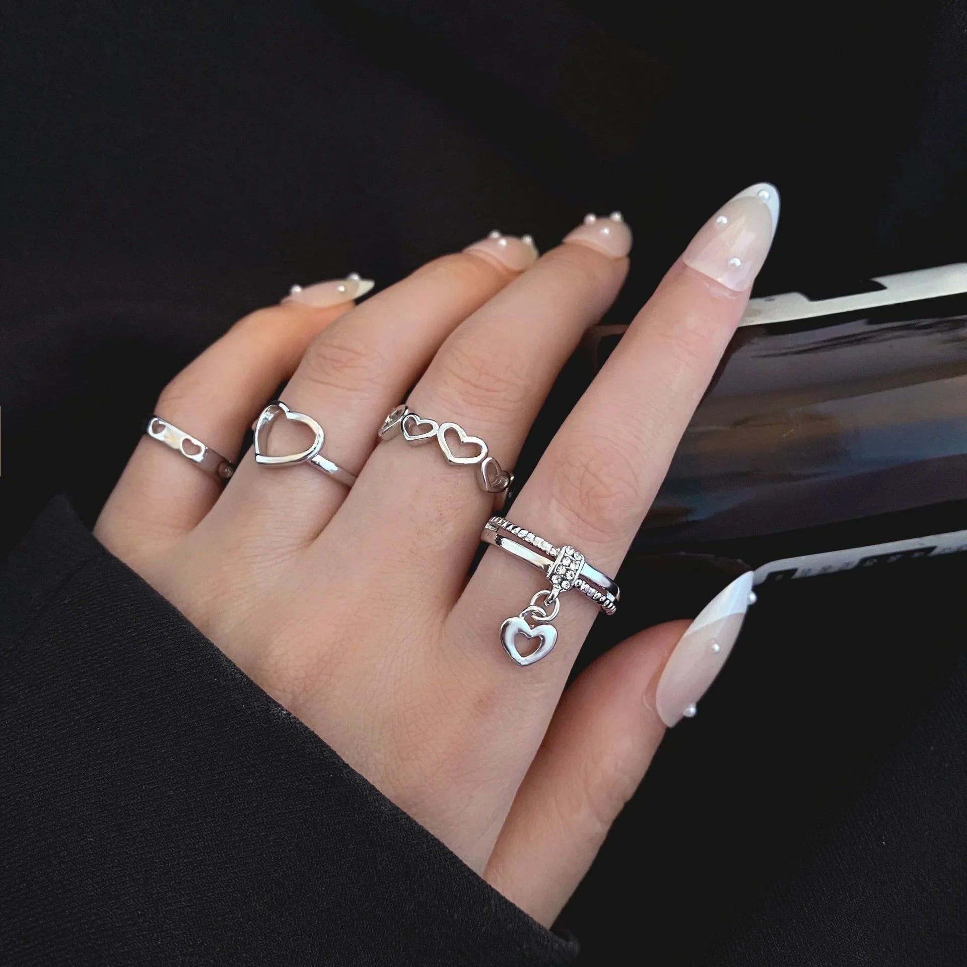 30 PCS Silver Color Geometric Ring Set For Women Vintage Heart Eye Cross Sun And Moon Leaf Charm Finger Ring Female Boho Jewelry