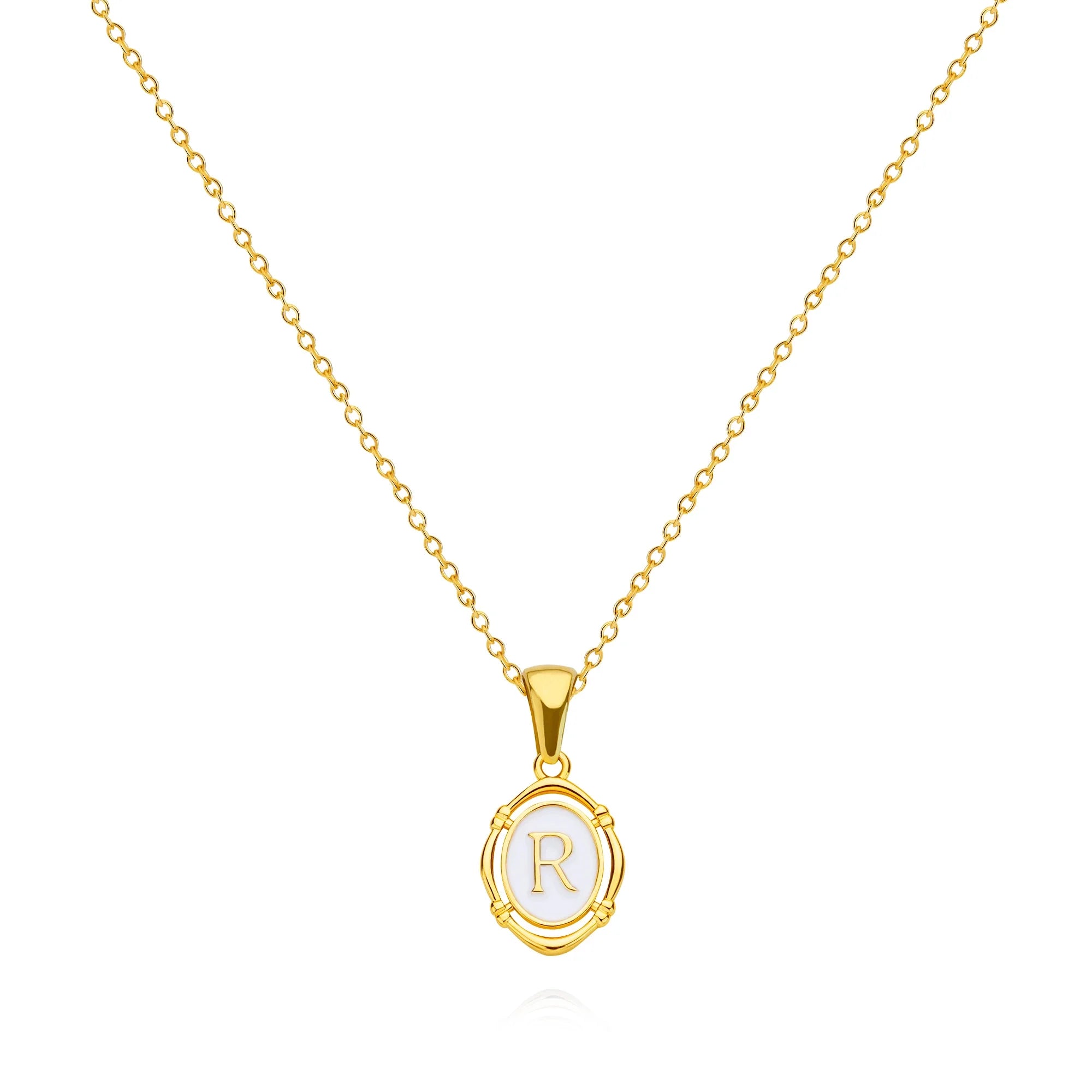 A-Z Letter Initial Enamel Necklace For Women Gold Color Stainless Steel Chain Exquisite Pendant Necklace Fashion Jewelry Gift