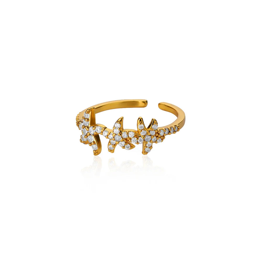 316L Stainless Steel Starfish Shell Rings for Women Gold Color Open Finger Ring Femme Trendy Summer Vacation Ocean Jewelry Gift