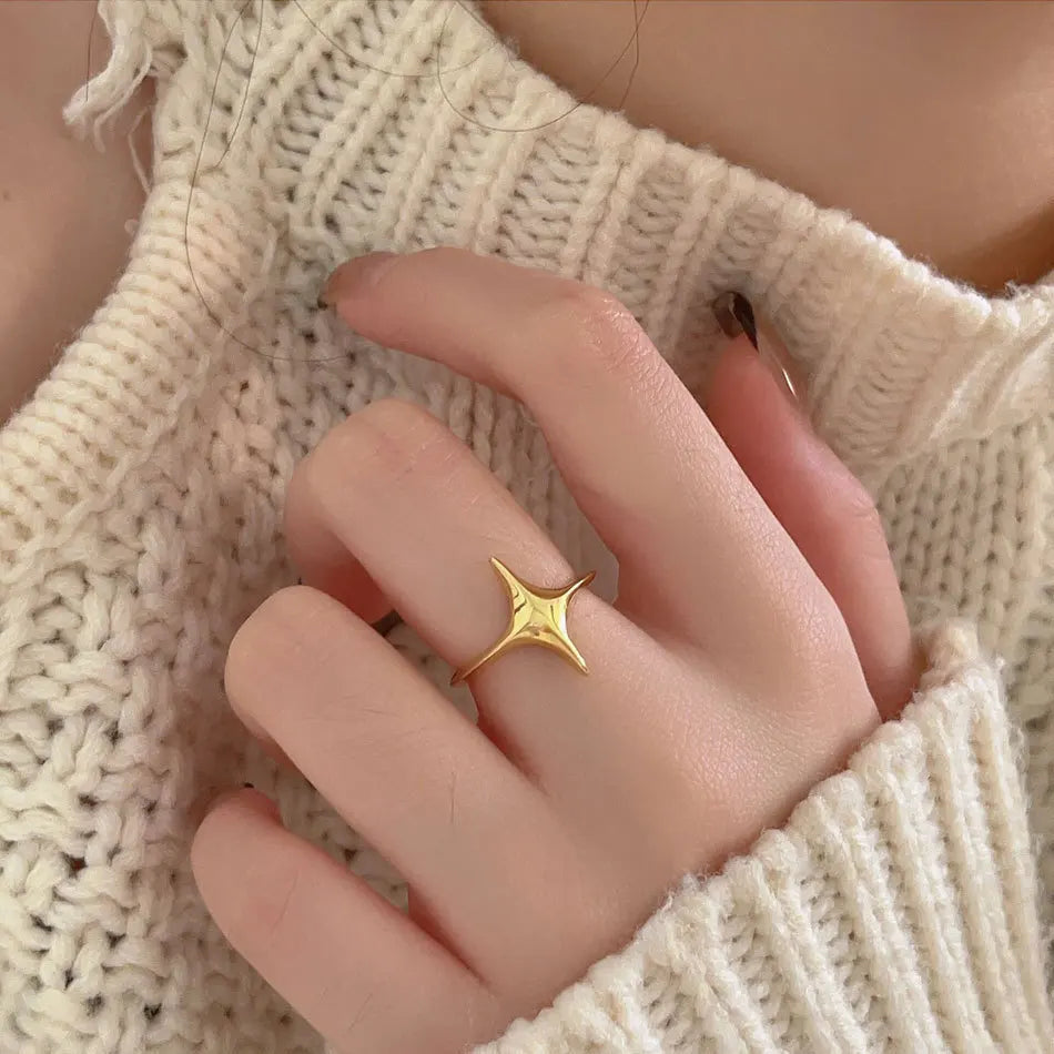 925 Sterling Silver Star Adjustable Rings For Women Wedding Vintage Luxury Jewelry Accessories Wholesale Jewellery Argent 925
