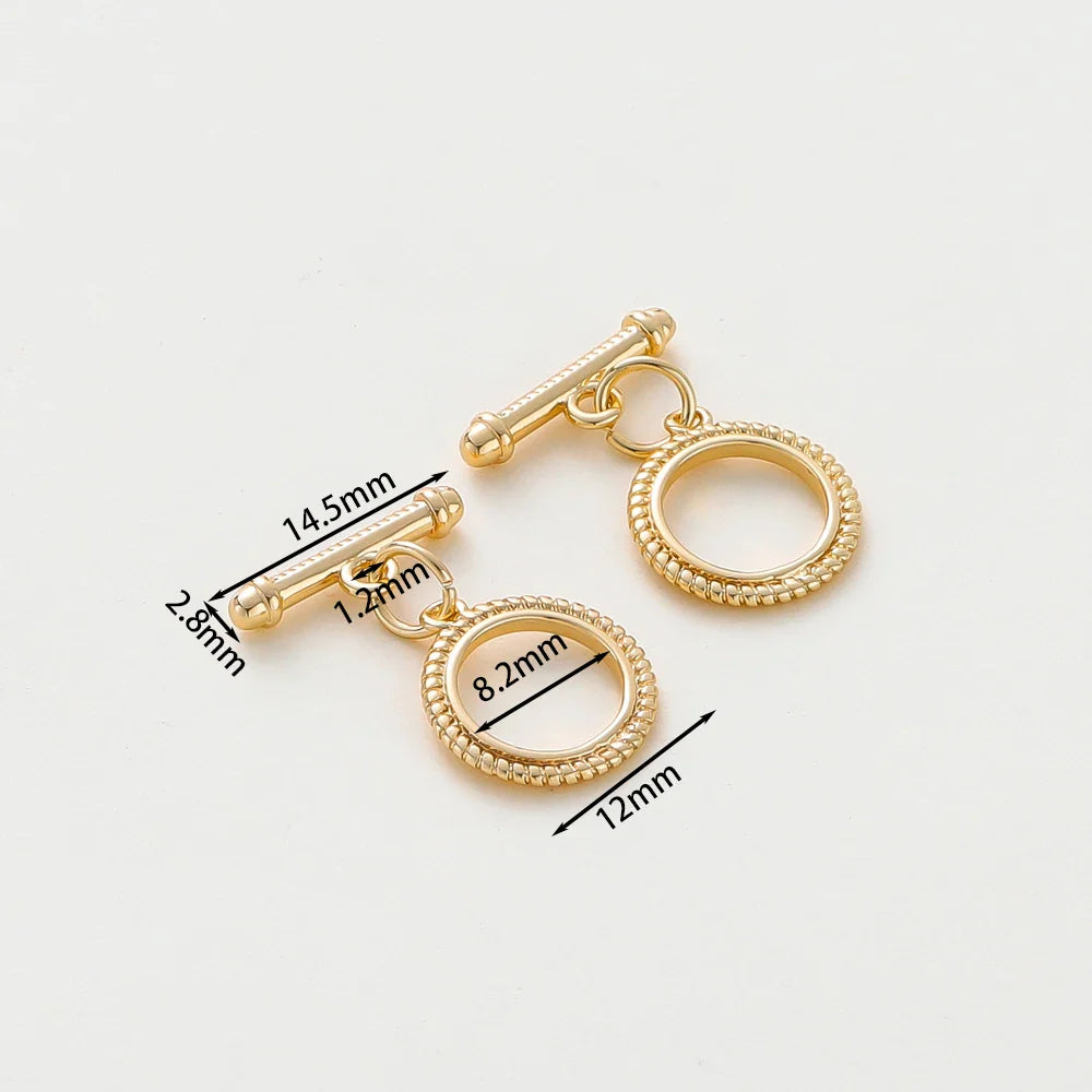 4 Sets 14K/18K Gold Color Plated Brass O Toggle Clasps Connector for DIY Bracelet Necklace Jewelry Making Findings Accessories