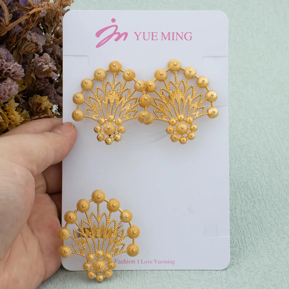 Big Gold Statement Water Earrings Ring Jewelry for Women Punk Vintage Gold Silver Color Geometric Metal Hanging Dangle Earring