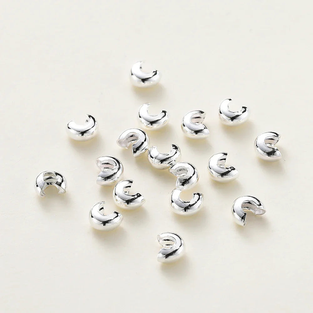 3mm/4mm/5mm 14k 18K Gold Plated Open Crimp Beads Covers Crimp End Beads Stopper Spacer Beads For DIY Jewelry Making Supplies