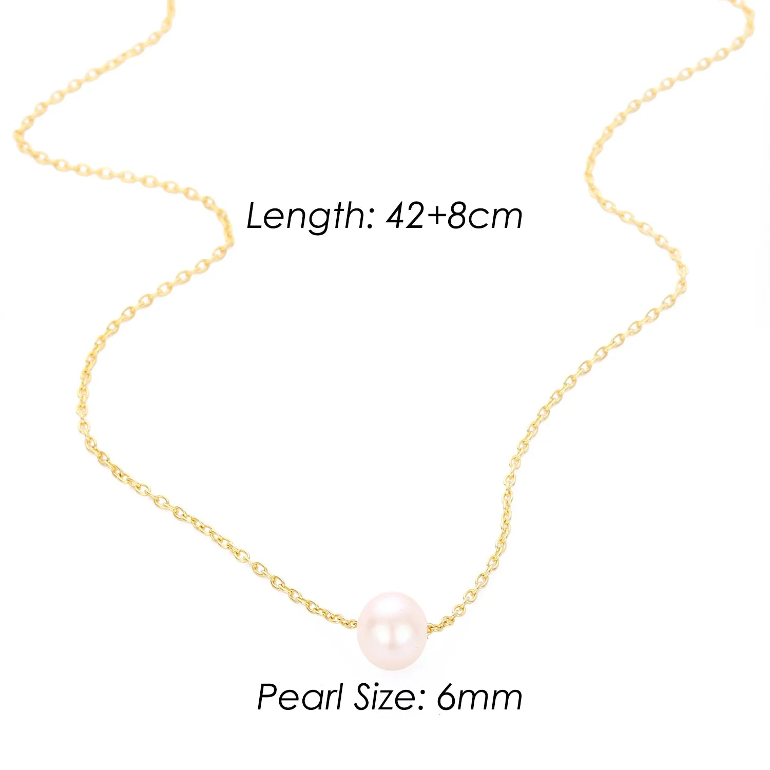 4MM Simulated-pearl Pendant Necklace for Women Dainty Stainless Steel Gold Color Necklace Women