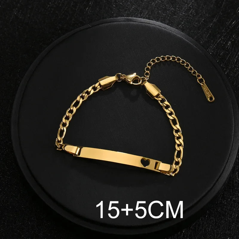 Bluelory Personalized Bracelet For Men  Women Stainless Steel Multi Styles Blank Nameplate Heart Bracelet  Party Jewelry Gift