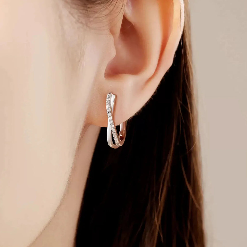 925 Silver Star Twisted Line Earrings Jewelry Versatile Hoop Earrings For Women Jewelry Fine Birthday Party Gifts