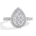 MINTYBOX S925 Sterling Silver Moissanite Engagement Halo Rings for Women 1.15ctw Lab Diamond Ring 18K Gold Plated Fine Jewelry