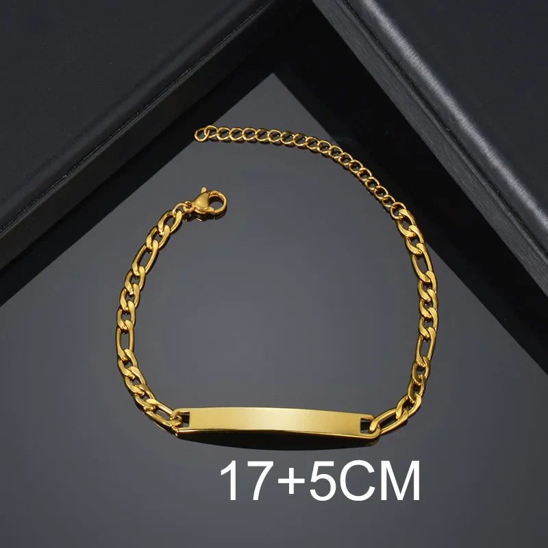 Bluelory Personalized Bracelet For Men  Women Stainless Steel Multi Styles Blank Nameplate Heart Bracelet  Party Jewelry Gift