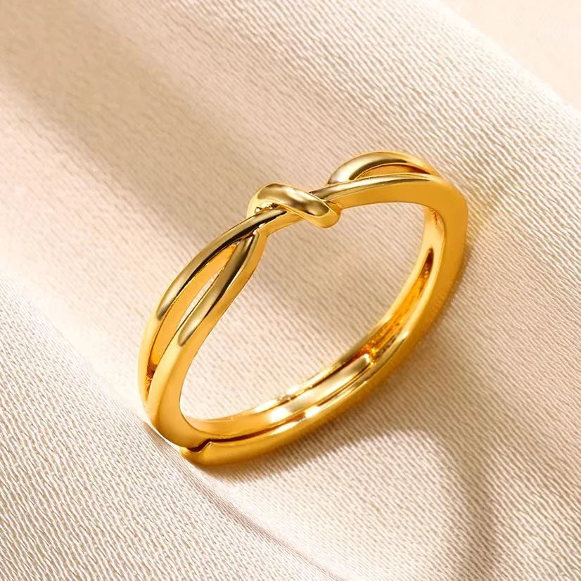 316L Stainless Steel Rings for Women Gold Color Multilayer Geometric Open Ring Vintage Waterproof Wedding Aesthetic Jewelry Gift