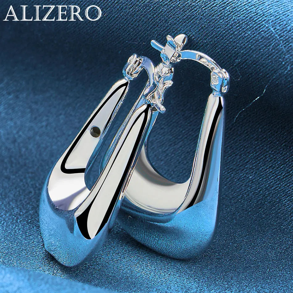ALIZERO 925 Sterling Silver Earrings Simple Round Circle Hoop Earrings For Woman Fashion Wedding Engagement Charm Jewelry Gifts