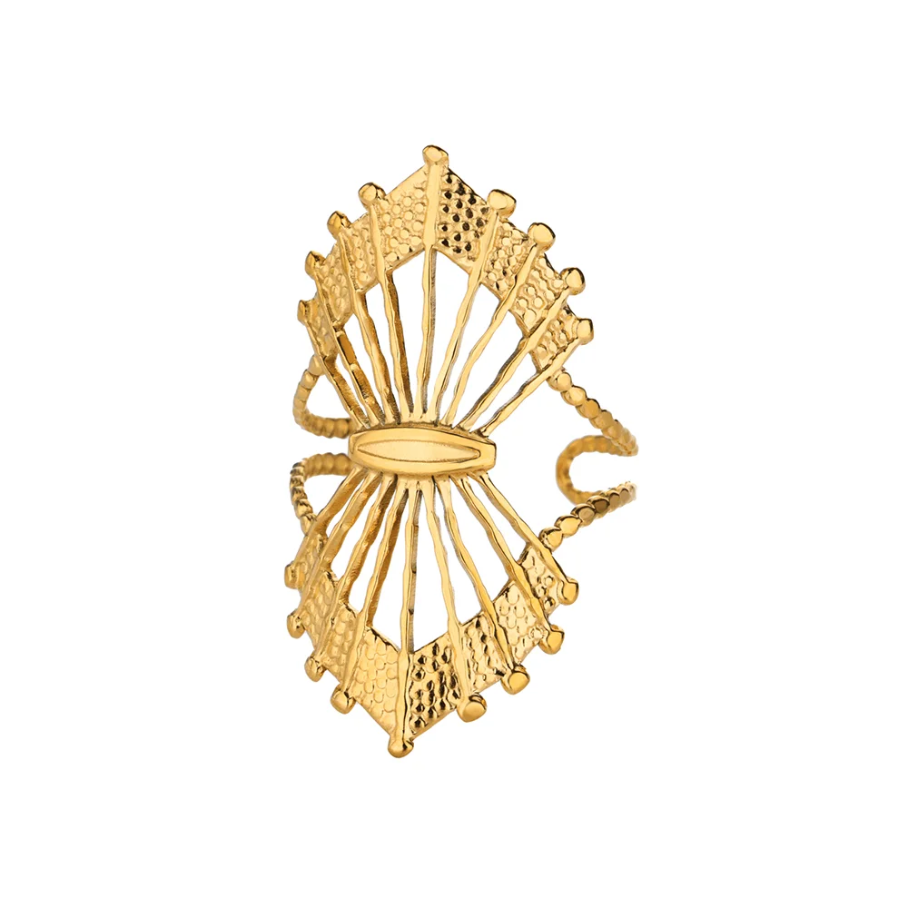 316L Stainless Steel Starfish Shell Rings for Women Gold Color Open Finger Ring Femme Trendy Summer Vacation Ocean Jewelry Gift