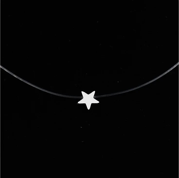 5 Colors Dazzling Zircon Necklace Invisible Transparent Fishing Line Simple Pendant Necklace Jewelry For Women Pearl Jewelry