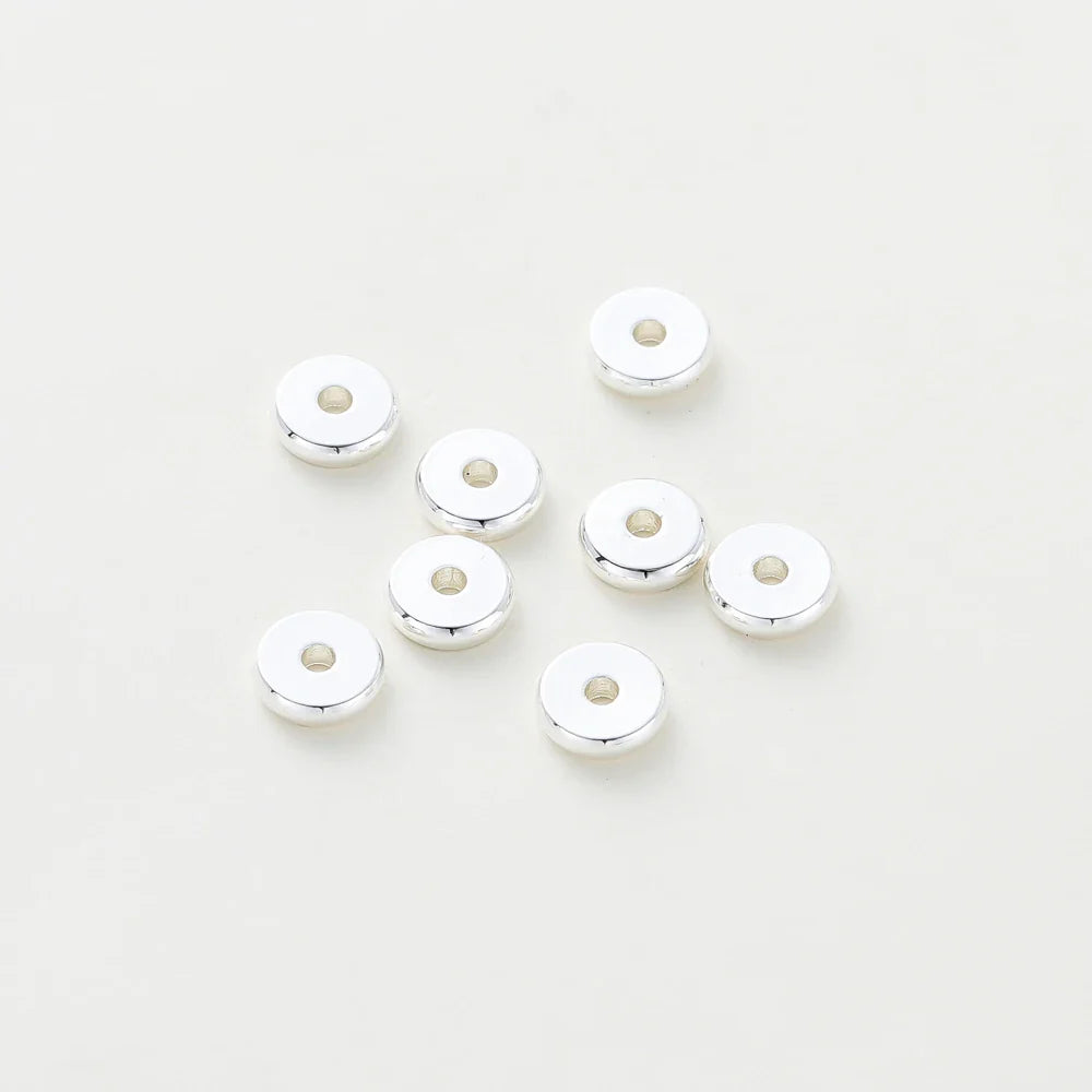 50pcs/lot 14K/18K Gold Color Plated Brass 4mm 5mm 6mm Round Spacer Beads Flat Bracelet Beads for DIY Jewelry Accessories