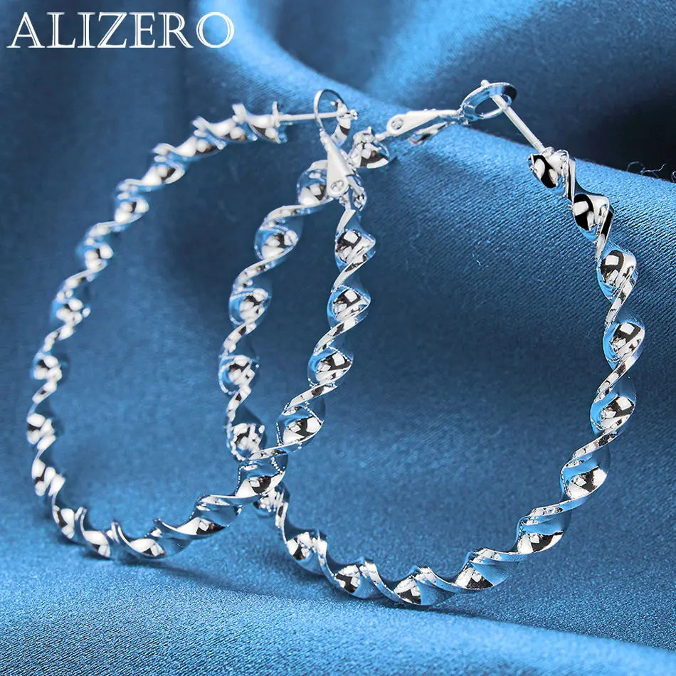 ALIZERO 925 Sterling Silver Earrings Simple Round Circle Hoop Earrings For Woman Fashion Wedding Engagement Charm Jewelry Gifts