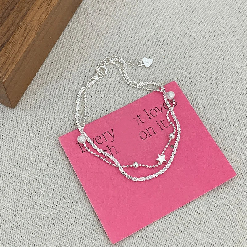 925 Sterling Silver Star Bead Bracelet For Women Fragmented Silver Sweet Romantic Versatile Trend Jewelry Gifts Dropshipping
