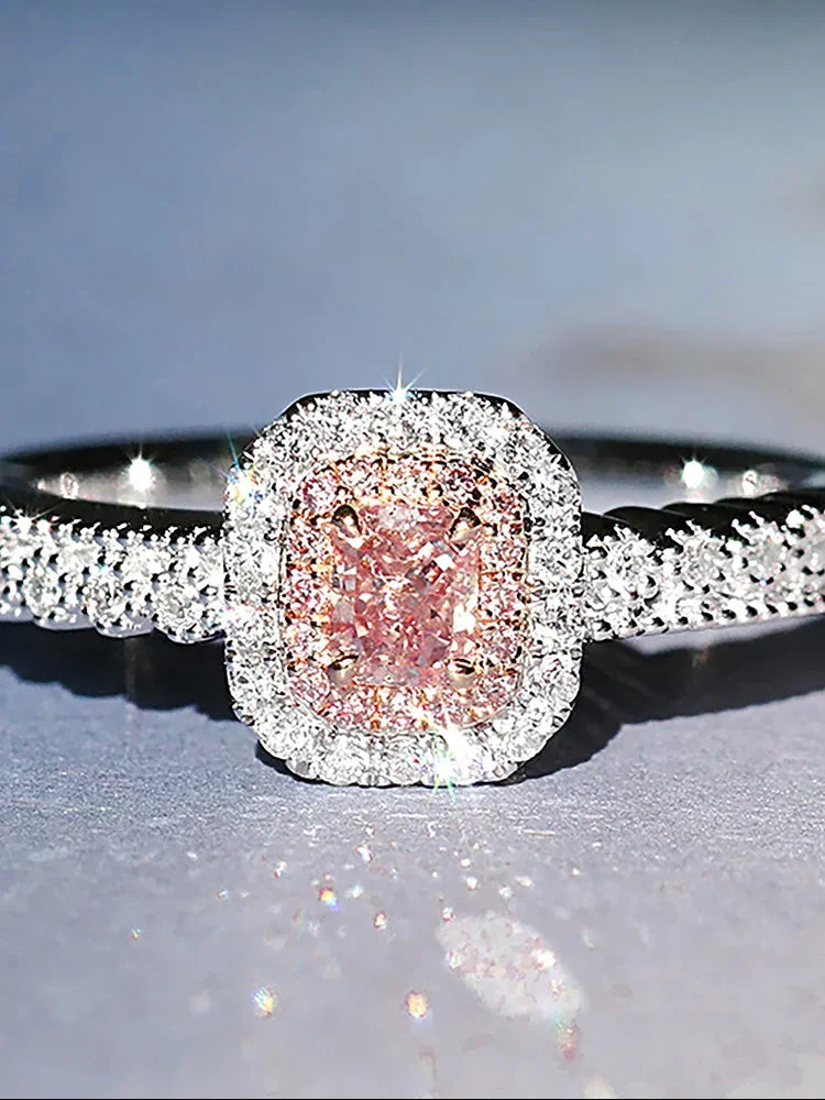 925 Sterling Silve Fashion Delicate Sweet Pink Zircon Ring For Women Anniversary Luxury Personalized High Quality Fine Jewelry