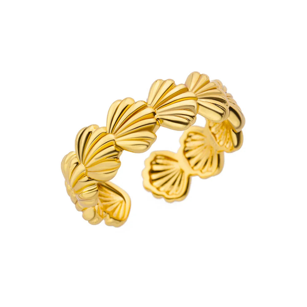 316L Stainless Steel Starfish Shell Rings for Women Gold Color Open Finger Ring Femme Trendy Summer Vacation Ocean Jewelry Gift