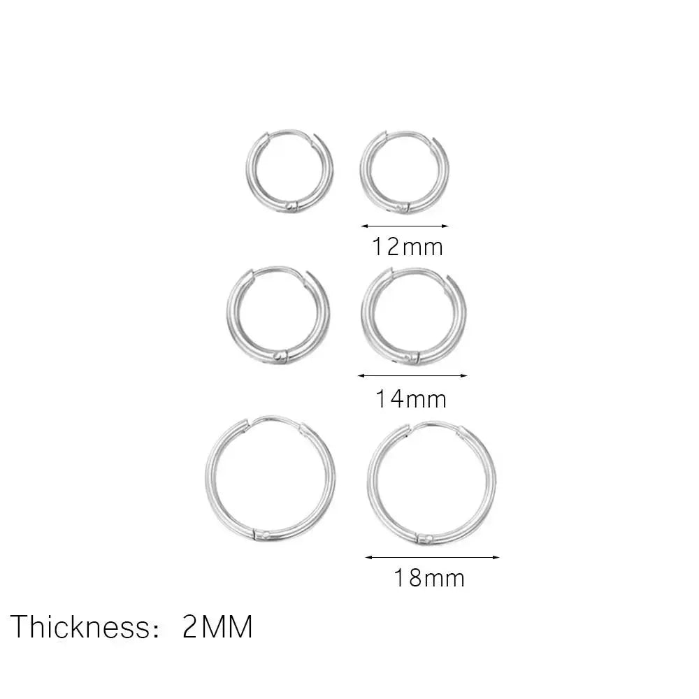 3Pairs Stainless Steel Solid Round Rings Huggies Earrings Set for Women Men Stackable 14K Gold Plated Tiny Ear Cartilage Hoops
