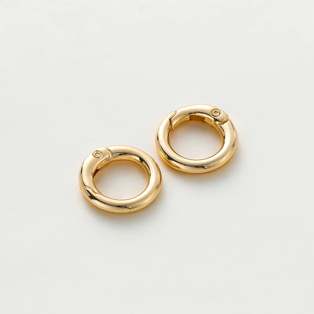 5Pcs 20mm 14K 18K Gold Plated O Ring Spring Clasps Openable Round Keychain Hook Charms Pendants Connector For DIY Jewelry Making