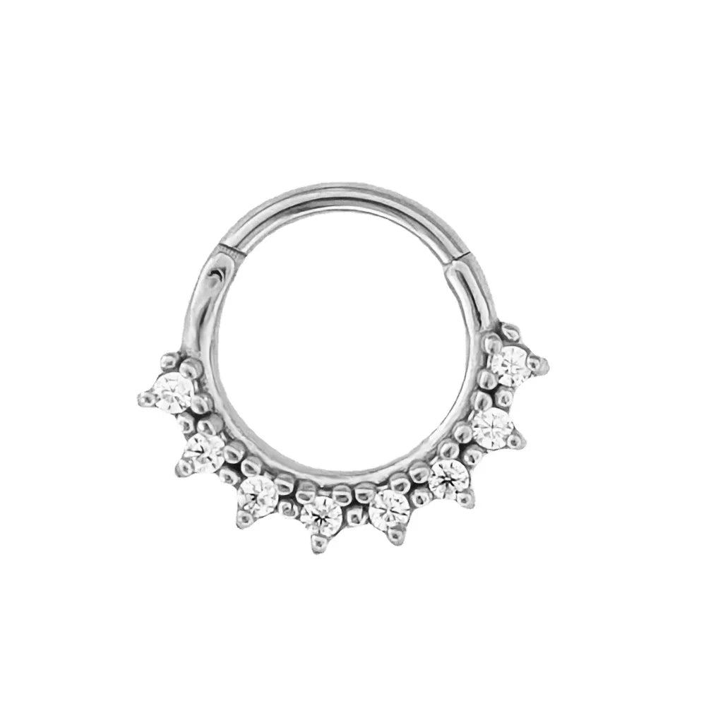 316L Surgical Steel Segment Nose Ring Zircon Septum Clicker Ear Cartilage Helix Daith Hoop Body  Piercing Jewelry
