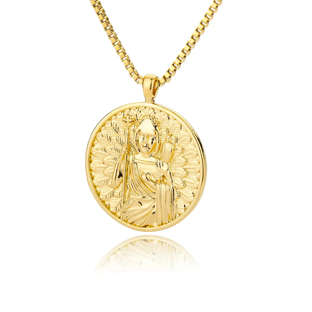 Aesthetic Athena Goddess Coin Necklace For Women Stainless Steel Vintage Charm Choker Necklace Jewelry collier femme