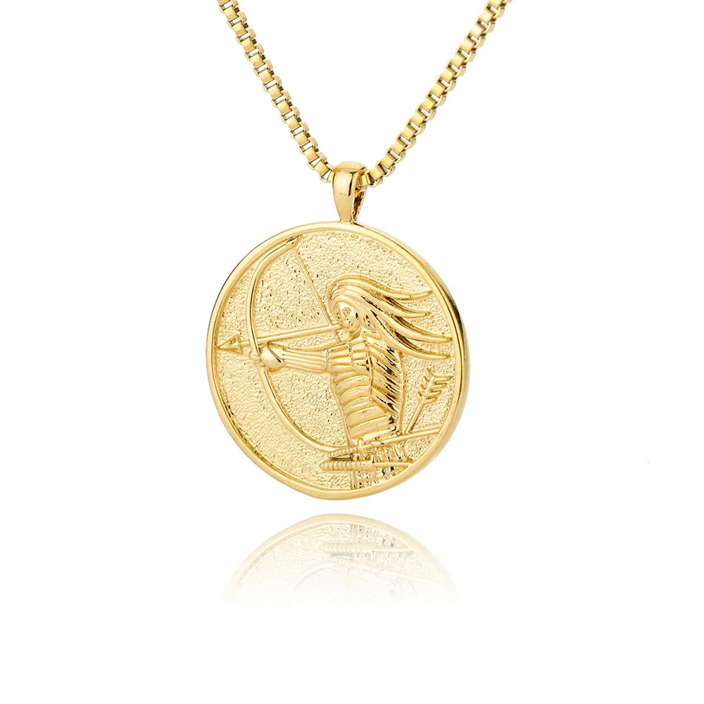 Aesthetic Athena Goddess Coin Necklace For Women Stainless Steel Vintage Charm Choker Necklace Jewelry collier femme
