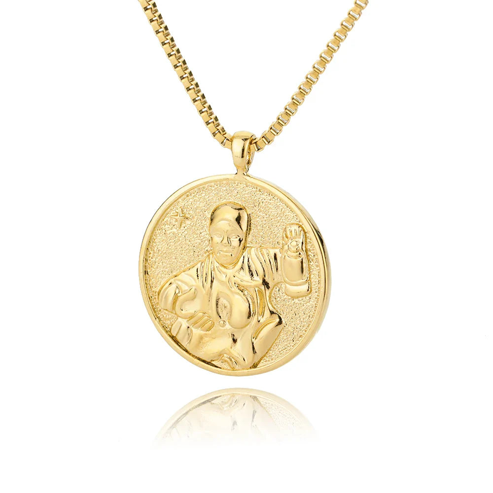 Aesthetic Athena Goddess Coin Necklace For Women Stainless Steel Vintage Charm Choker Necklace Jewelry collier femme