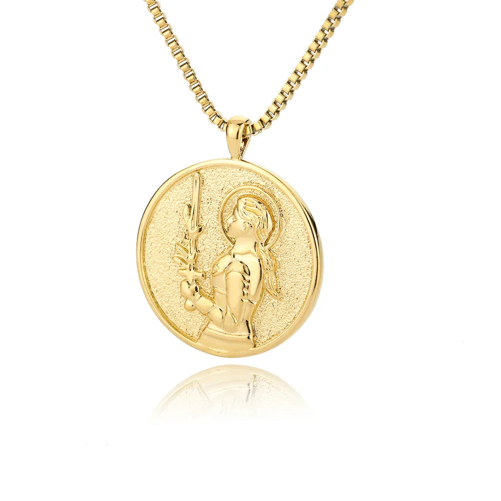 Aesthetic Athena Goddess Coin Necklace For Women Stainless Steel Vintage Charm Choker Necklace Jewelry collier femme