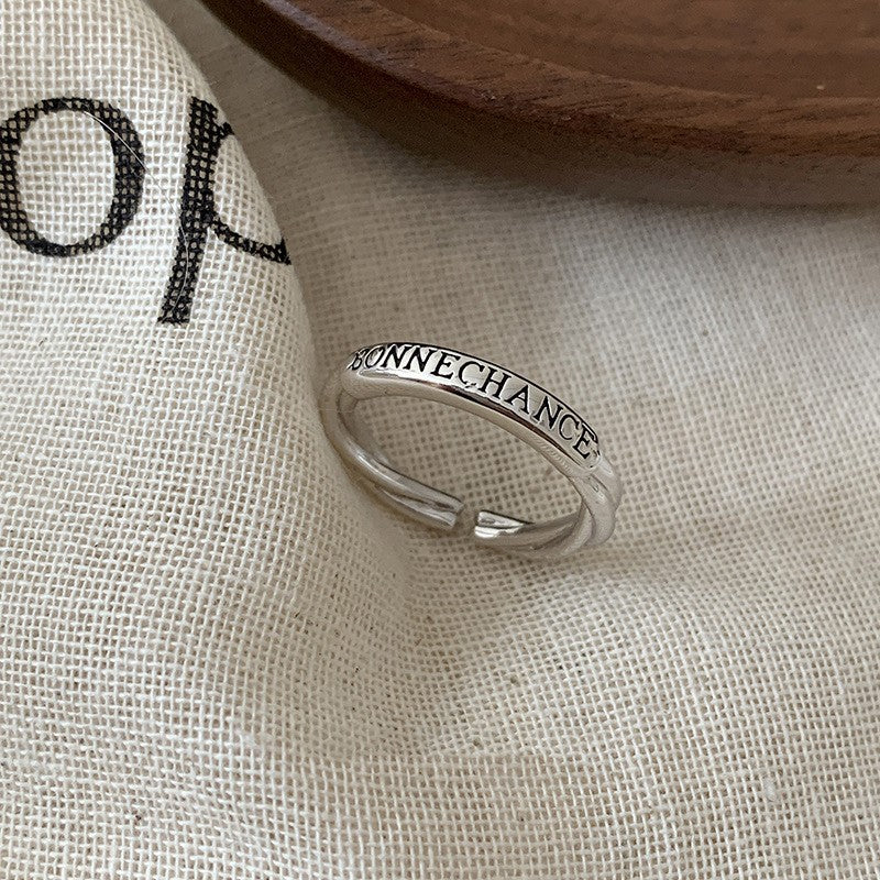 925 Sterling Silver Twisted Chain Open Ring For Women, Vintage Korean Style Adjustable Non Tarnish Jewelry