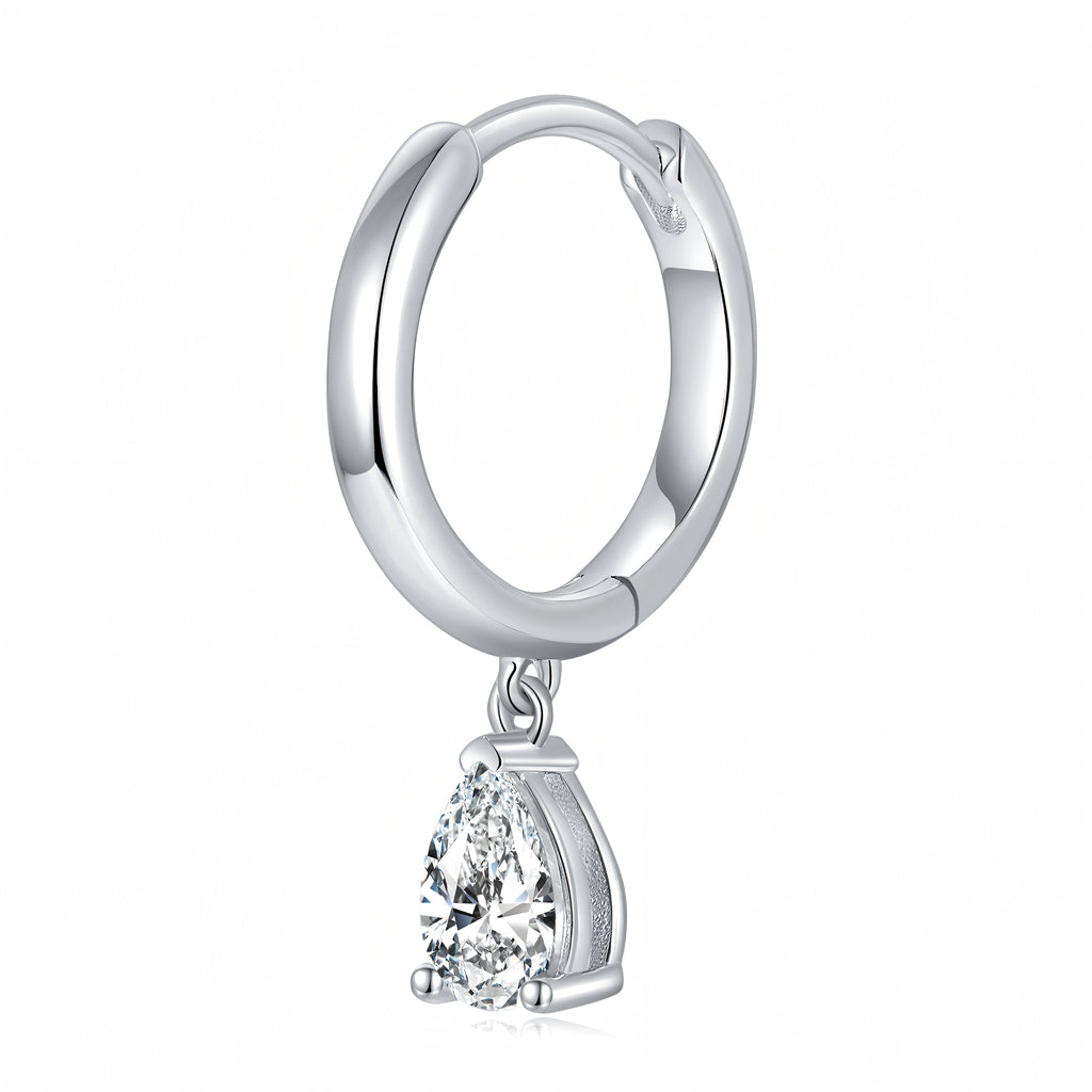 S925 Sterling Silver 4x6mm Pear Cut Moissanite Hoop Earrings  Platinum Plated Dangle Huggie Earrings With GRA Certificate Elegant Jewelry Gift Box Set For Women