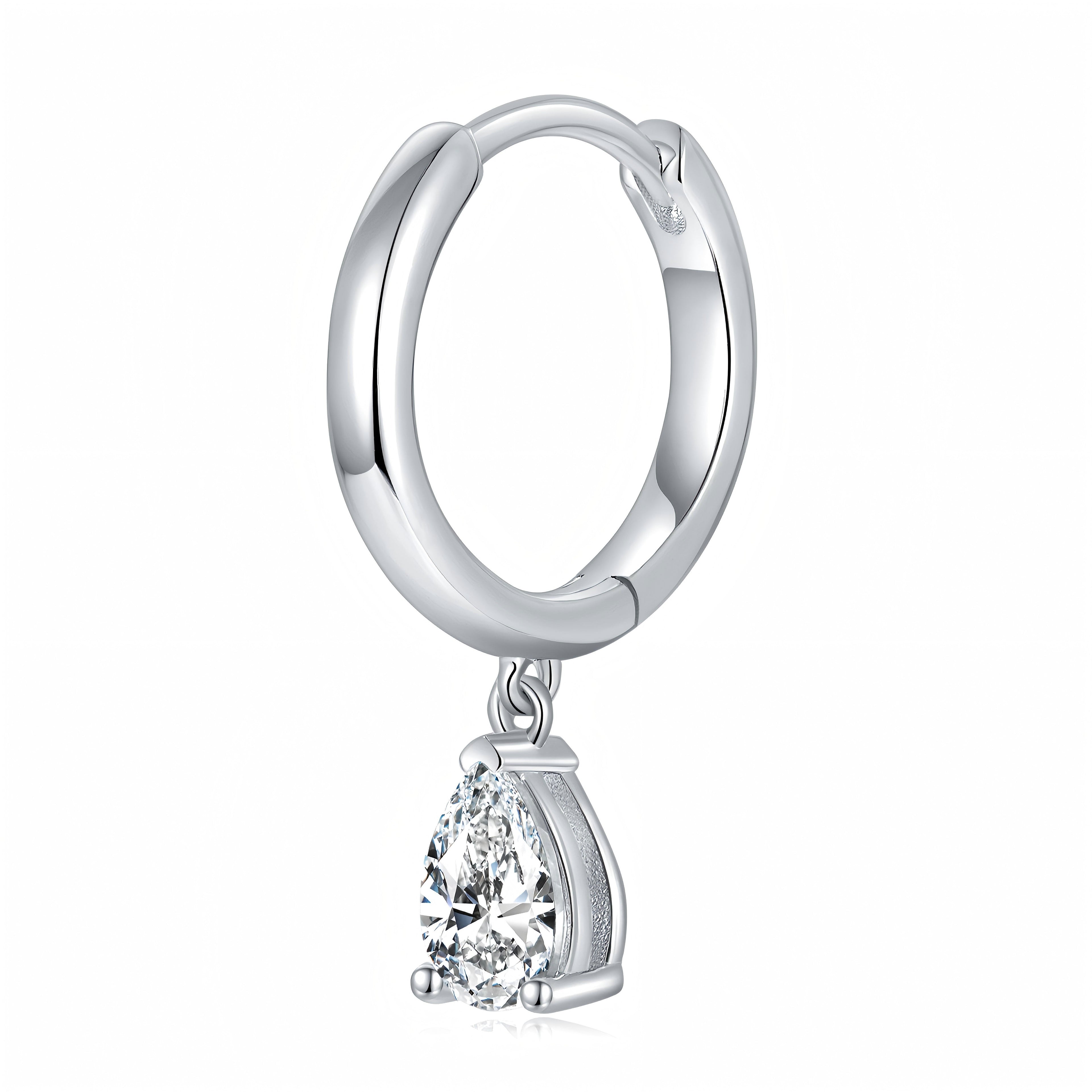 S925 Sterling Silver 4x6mm Pear Cut Moissanite Hoop Earrings  Platinum Plated Dangle Huggie Earrings With GRA Certificate Elegant Jewelry Gift Box Set For Women