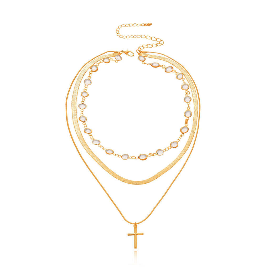 Fashion Rhinestone Necklace Cross Pendant Necklace For Women
