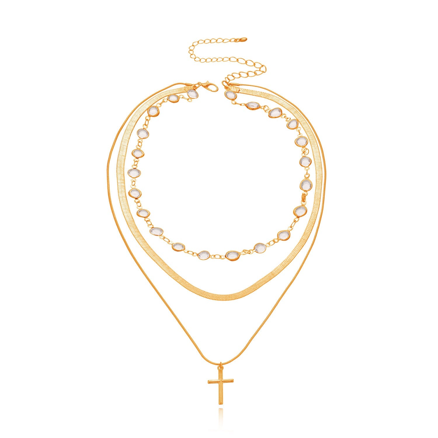 Fashion Rhinestone Necklace Cross Pendant Necklace For Women