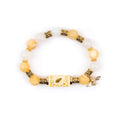Women Alloy Gold Plated Bracelet With Cross Charm, Elegant White Chalcedony Inlaid Cross Bracelet