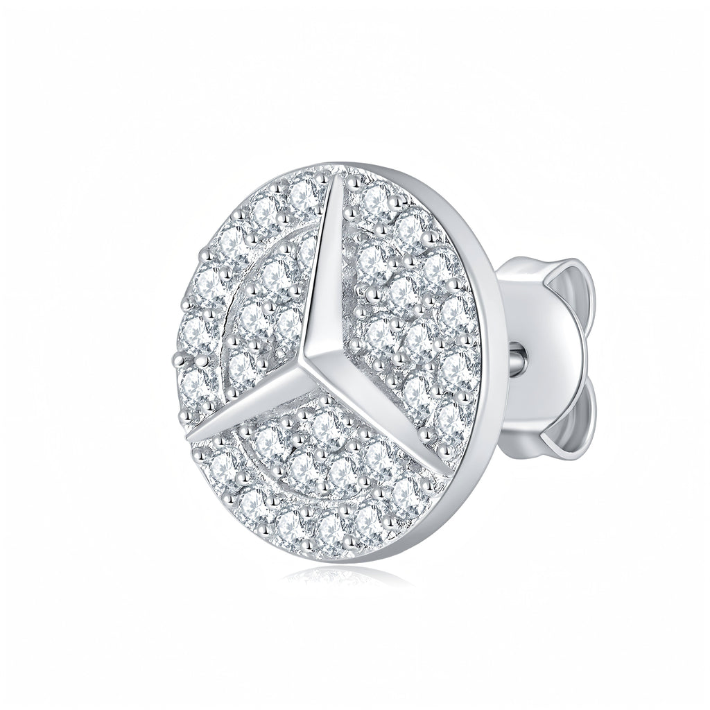 S925 Sterling Silver Moissanite Stud Earrings  Round Pave Three Pointed Star Geometric Design With GRA Certificate Platinum Plated Gift Box Set For Women Or Men