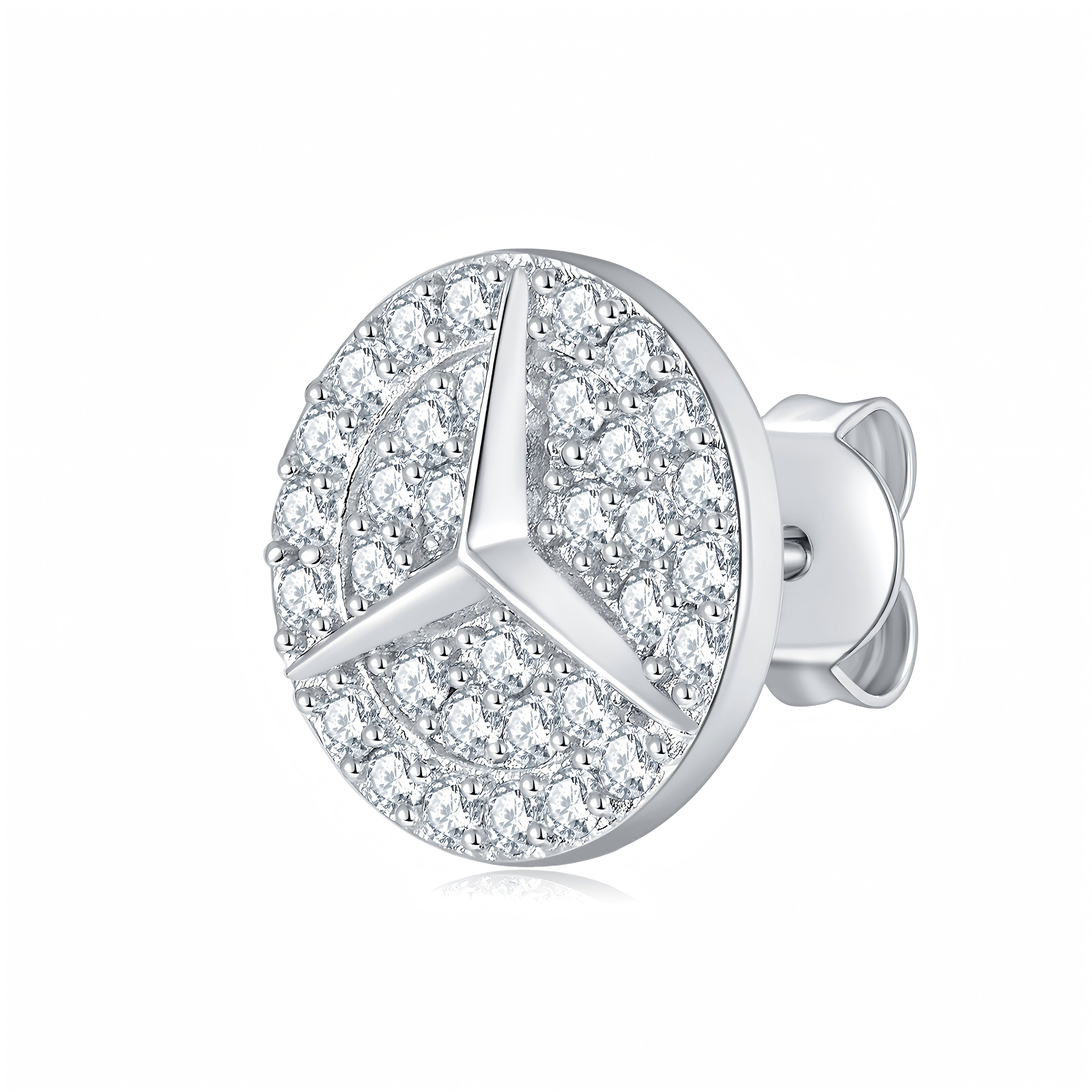 S925 Sterling Silver Moissanite Stud Earrings  Round Pave Three Pointed Star Geometric Design With GRA Certificate Platinum Plated Gift Box Set For Women Or Men