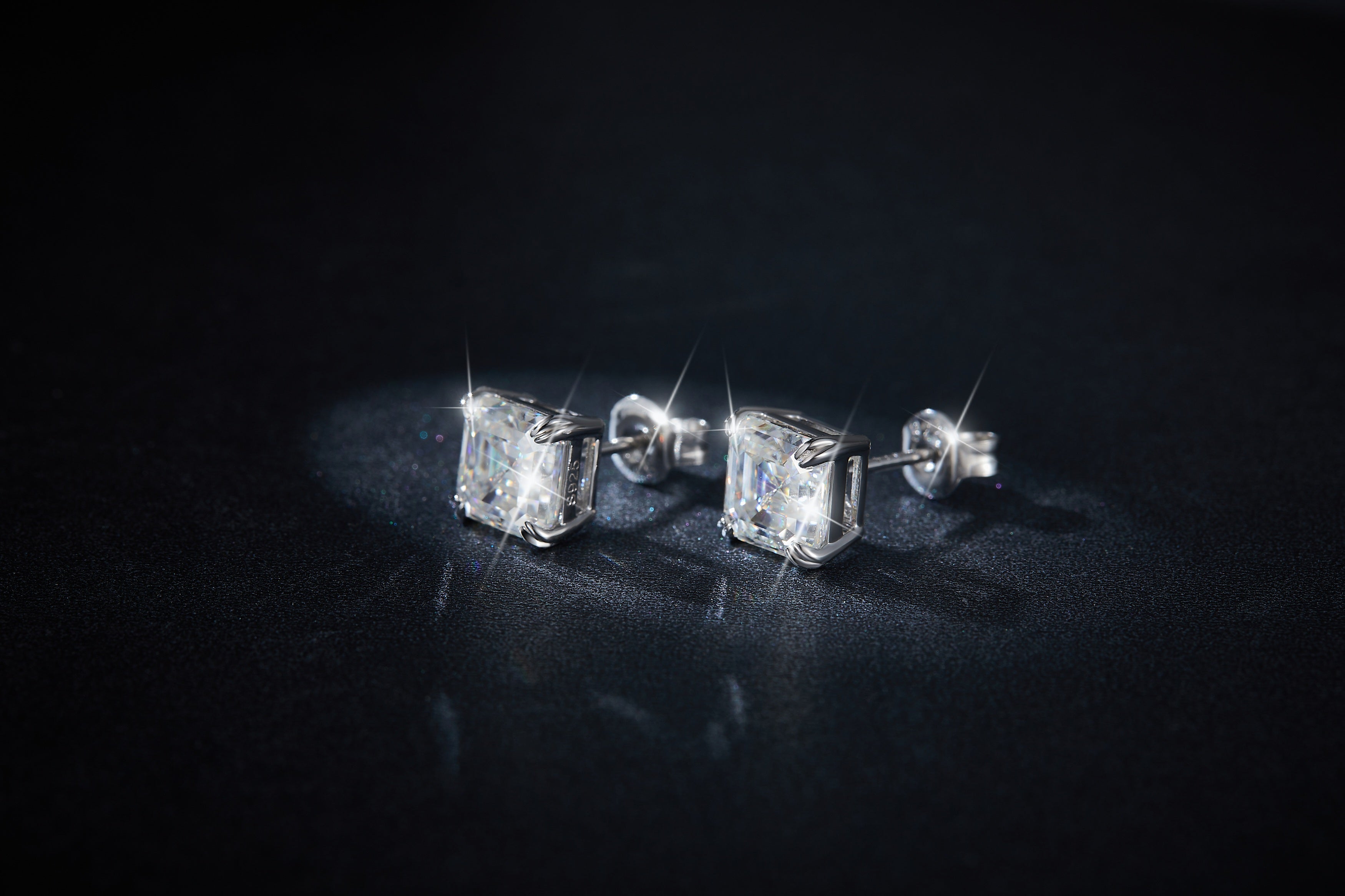 S925 Sterling Silver 6x8mm Emerald Cut Moissanite Stud Earrings  Octagon Solitaire With GRA Certificate Platinum Plated Jewelry Gift Box Set For Women & Men