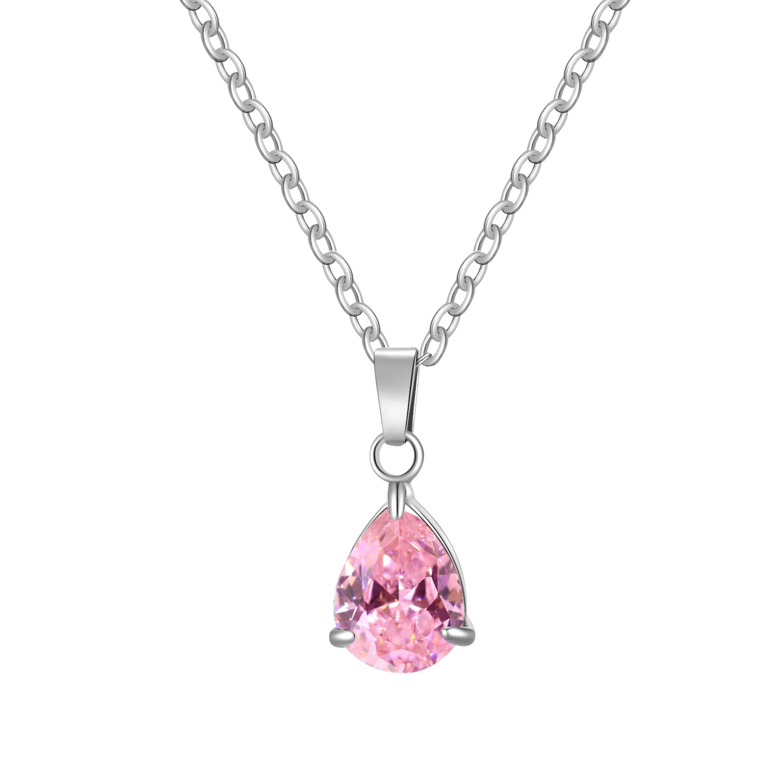 3A Water Drop Zircon Small Pendant Solitaire Pear-Shaped Zircon Womens Clavicle Chain