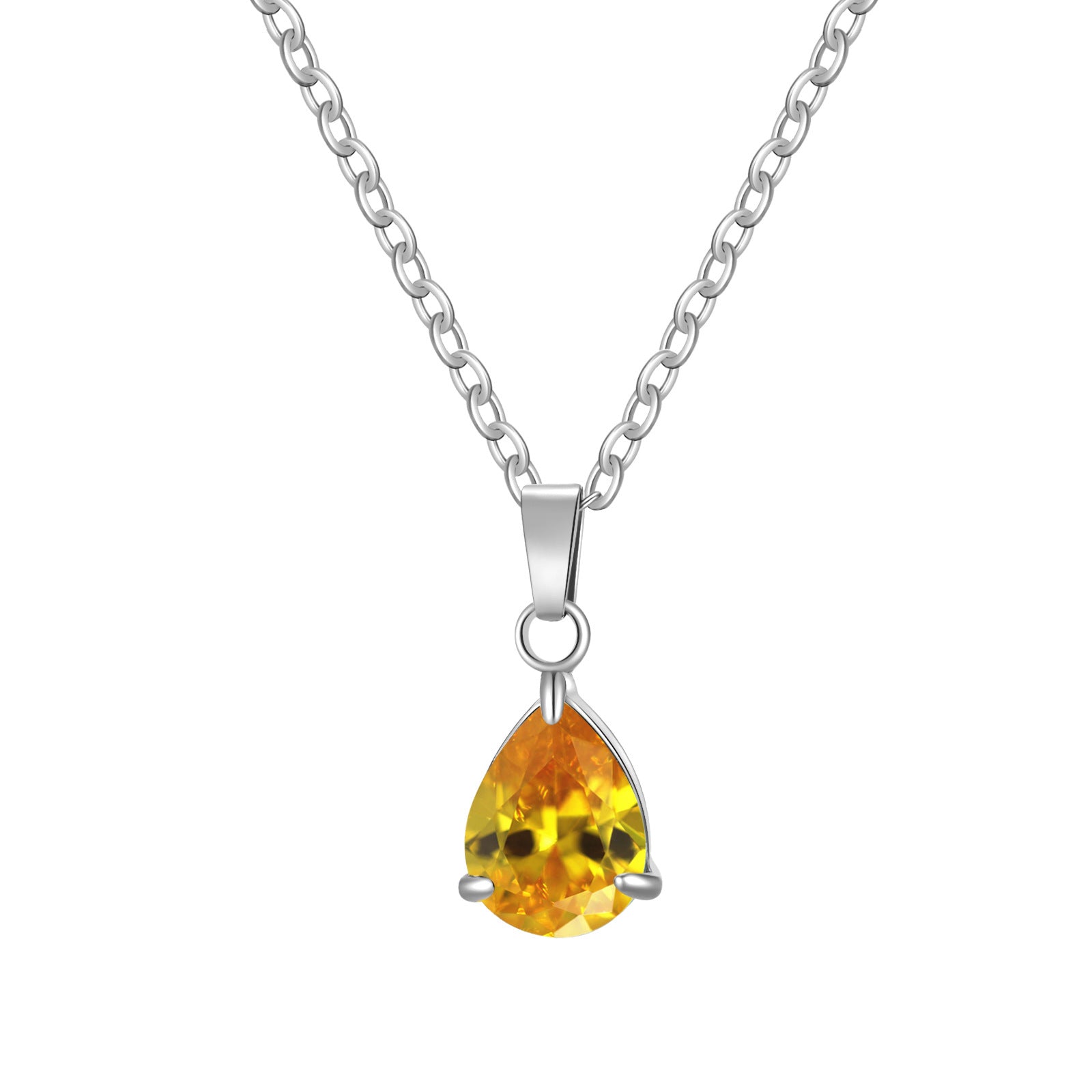 3A Water Drop Zircon Small Pendant Solitaire Pear-Shaped Zircon Womens Clavicle Chain