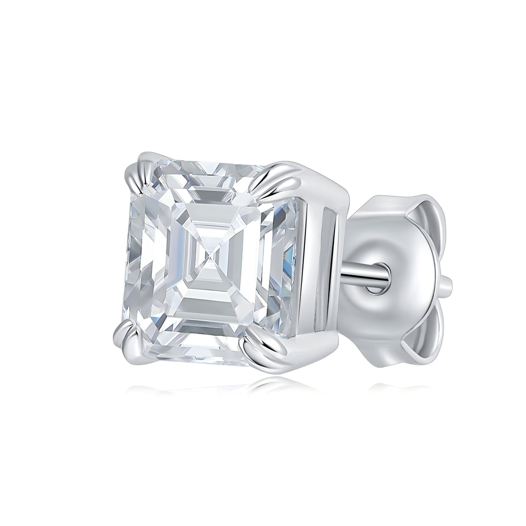 S925 Sterling Silver 6x8mm Emerald Cut Moissanite Stud Earrings  Octagon Solitaire With GRA Certificate Platinum Plated Jewelry Gift Box Set For Women & Men
